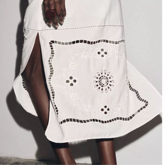 Zara White Embroidered Dress - Picture 3 of 3